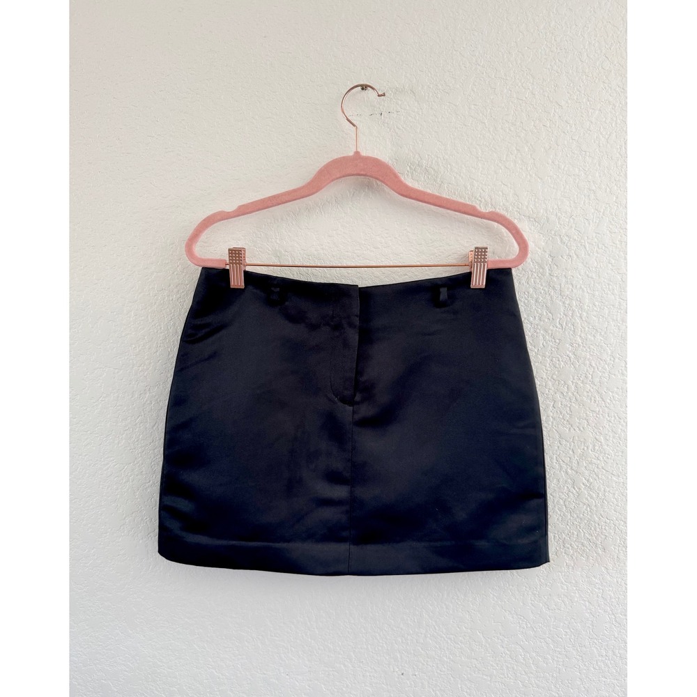 J. Crew Mini Skirt Satin Solid Black Cocktail Evening Size 2